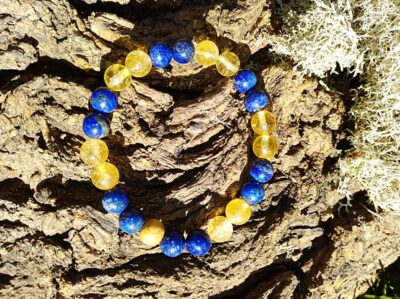 Bracelet étude perles 8mm Sodalite et Citrine