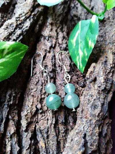 Boucles d’oreilles Double perles en Aventurine verte Anti-stress et Détende