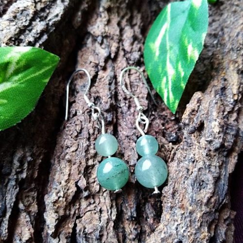 Boucles d’oreilles Double perles en Aventurine verte Anti-stress et Détende