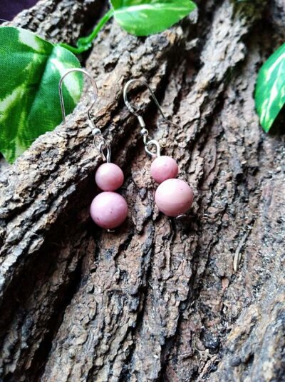 Boucles d’oreilles en Rhodonite