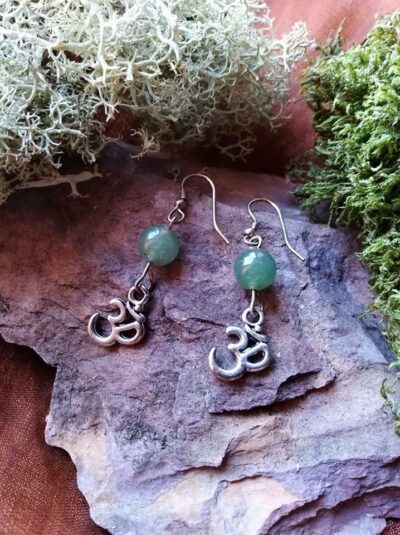 Boucles d’oreilles Om en Aventurine Verte Anti-stress et Détende