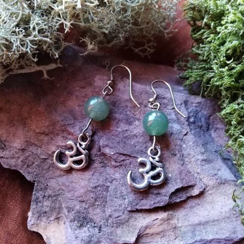 Boucles d’oreilles Om en Aventurine Verte Anti-stress et Détende