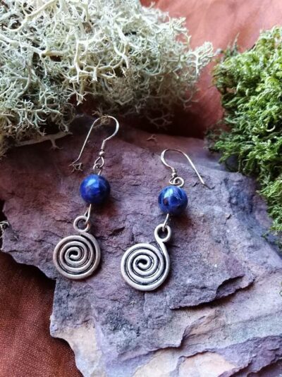 Boucles d’oreilles Spirale et Sodalite