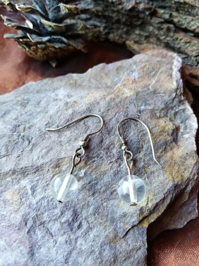 Boucles d'oreilles perles en Cristal de Roche