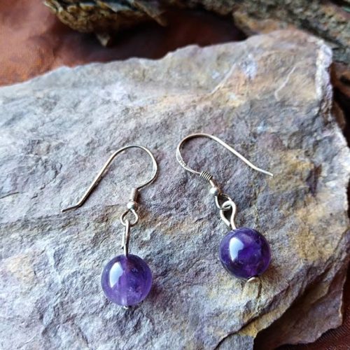 Boucles d’oreilles perles en Améthyste Intuition et Sérénité