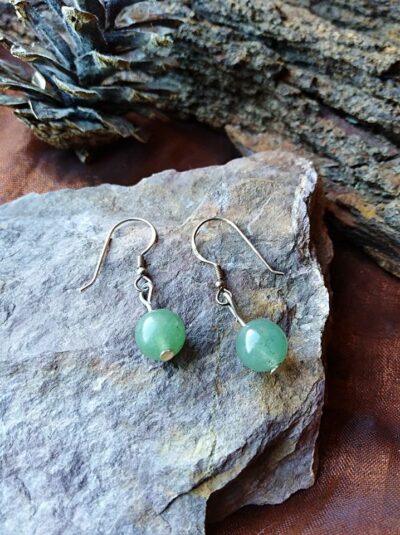 Boucles d’oreilles perles en Aventurine Verte Anti-stress et Apaisement