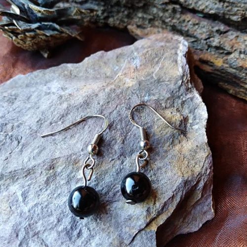 Boucles d'oreilles perles en Tourmaline Noire