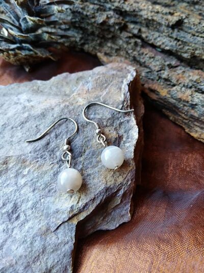 Boucles d'oreilles perles en Pierre de Lune Orangée