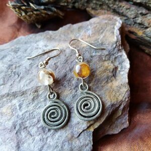 Boucles d'oreilles spirale et Cornaline