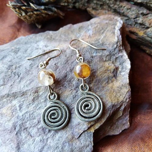 Boucles d’oreilles spirale et Cornaline