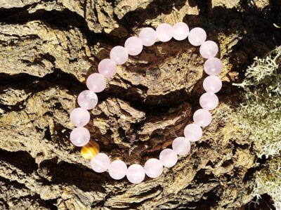 Bracelet Quartz Rose Perles de 8mm Apaisement, sérénité