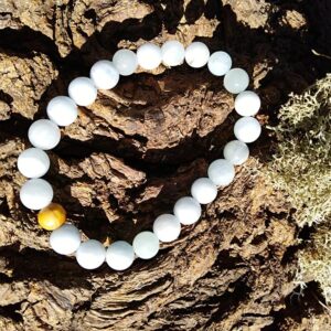 Bracelet  Aigue Marine perles de 8 mm Détende et Expression