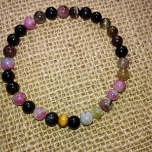 Bracelet en tourmaline melon d’eau en perles de 6 mm