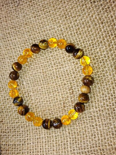 Bracelet confiance en soi en perles de 8 mm – Citrine et oeil de tigre