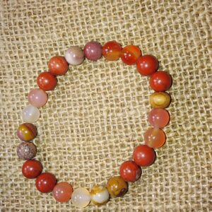 Bracelet énergie en perles de 8 mm. Jaspe rouge, cornaline, mookaite