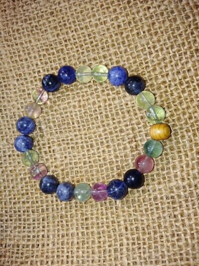 Bracelet étude en perles de 8 mm Fluorite et sodalite