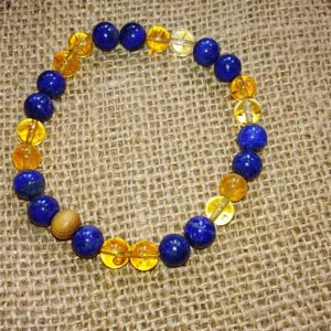 Bracelet Confiance en soi perles de 8 mm. Citrine et Lapis-Lazuli