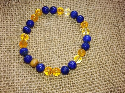 Bracelet Confiance en soi perles de 8 mm Citrine et Lapis-Lazuli