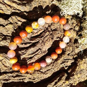 Bracelet énergie en perles de 8 mm. Jaspe rouge, cornaline, mookaite