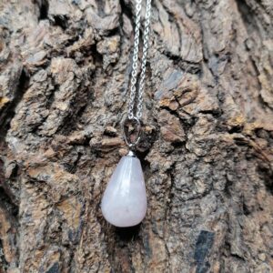 Pendentif goutte en Quartz rose