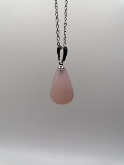 Pendentif goutte en Quartz rose