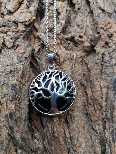 Pendentif arbre de vie en Tourmaline noire