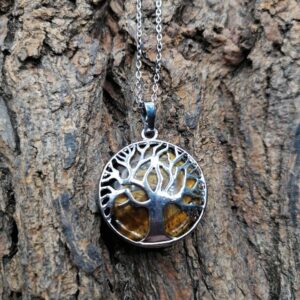 Pendentif arbre de vie en oeil du tigre
