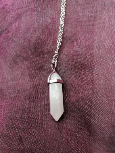 Pendentif petite pointe en Quartz Rose