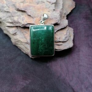 Pendentif rectangulaire en Aventurine Verte – Argent 925