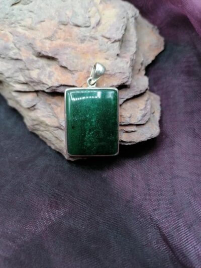 Pendentif rectangulaire en Aventurine Verte – Argent 925