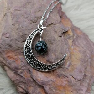 Pendentif « Pouvoir de Lune » – Obsidienne flocons