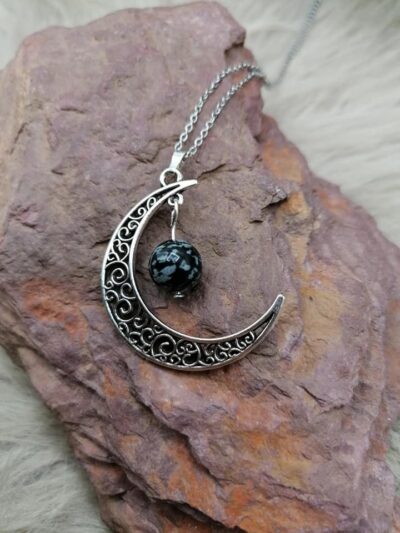 Pendentif « Pouvoir de Lune » – Obsidienne flocons