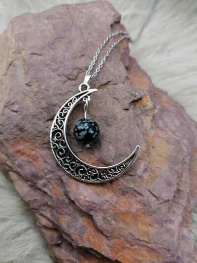 Pendentif “Pouvoir de Lune” – Obsidienne flocons