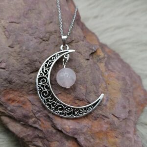 Pendentif « Pouvoir de Lune » – Quartz Rose