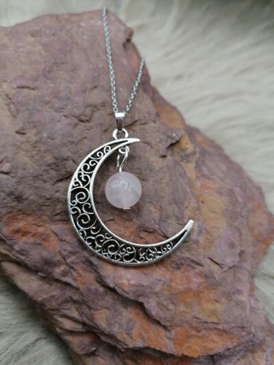 Pendentif « Pouvoir de Lune » – Quartz Rose