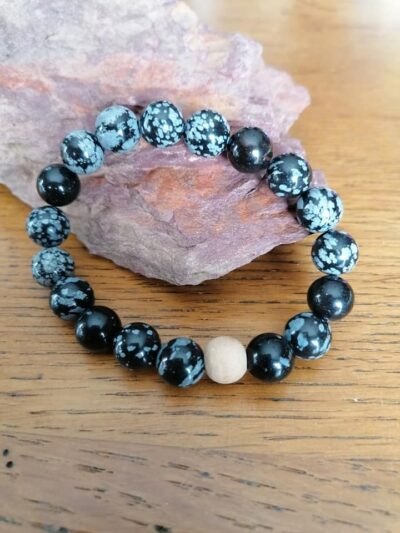 Bracelet Obsidienne Flocons – 10 mm