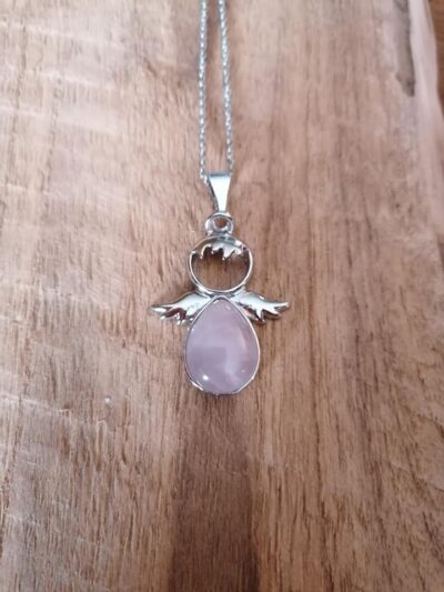 Pendentif Ange en Quartz Rose