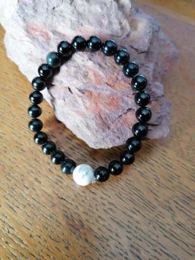 Bracelets pour Couple – Howlite et Tourmaline noir