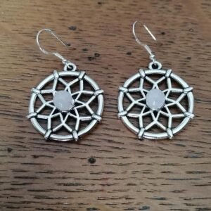 Boucles d’oreilles Mandala en Quartz Rose