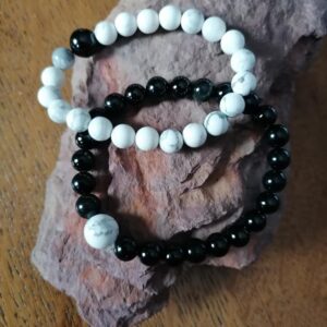 Bracelets pour Couple – Howlite et Tourmaline noir