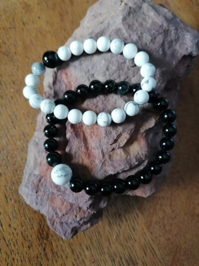 Bracelets pour Couple – Howlite et Tourmaline noir