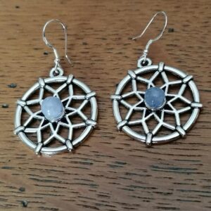 Boucles d’oreilles Mandala en Aventurine Bleu
