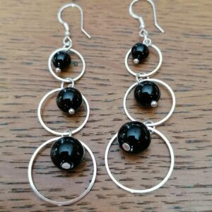 Boucles d’oreilles pendantes en Tourmaline noir