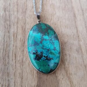 Pendentif en Chrysocolle Verte – Argent 925