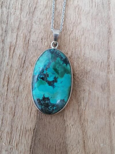 Pendentif en Chrysocolle Verte – Argent 925