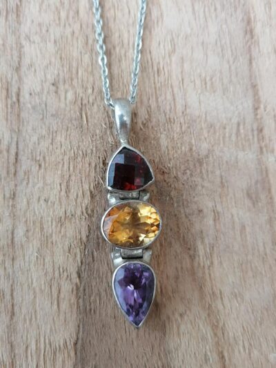 Pendentif avec 3 pierres facettées - Argent 925
