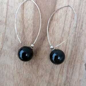 Boucles d’oreilles balance en Onyx – Argent 925