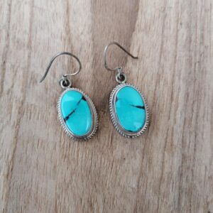 Boucles d’oreilles en Véritable Turquoise – Argent 925