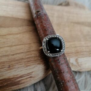 Bague en Onyx et Marcassite - Argent 925