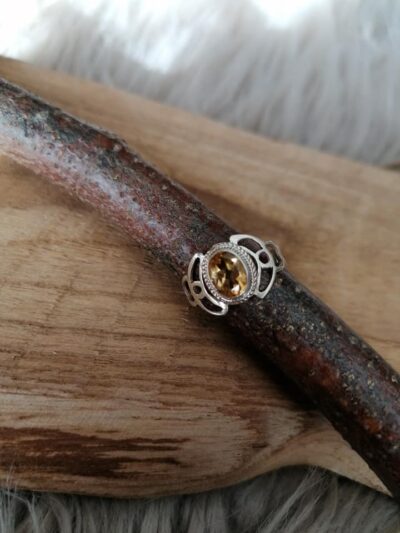 Bague en Citrine Facettée – Argent 925 – Taille57